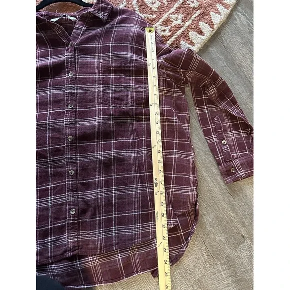 Sonoma Maroon Red White Flannel Plaid Button Down Women's XXL 2XL Plus Size - Picture 4 of 8